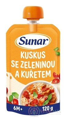 Sunar príkrm KUSKUS SO ZELENINOU A KURACÍM MÄSOM zeleninovo-mäsový (od ukonč. 6. mesiaca) 1x120 g