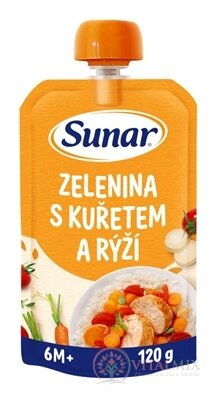 Sunar príkrm ZELENINA S KURACÍM MÄSOM A RYŽOU zeleninovo-mäsový (od ukonč. 6. mesiaca) 1x120 g