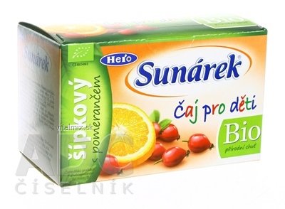 Sunárek DETSKÝ ČAJ BIO ŠÍPKOVÝ S POMARANČOM (od ukonč. 8. mesiaca) 20x1,5 g (30 g)