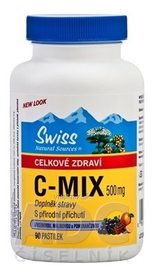 SWISS C-MIX 500 mg pastilky (s príchuťou hrozna, maliny a pomaranča) 1x90 ks