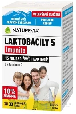 NATUREVIA LAKTOBACILY "5" Imunita cps s vitamínom C (10% zdarma) 1x33 ks