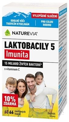 NATUREVIA LAKTOBACILY "5" Imunita cps s vitamínom C (10% zdarma) 1x66 ks