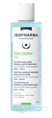 TEEN DERM Aqua čistiaca micelárna voda a odličovač, na zmiešanú až mastnú citlivú pleť 1x250 ml