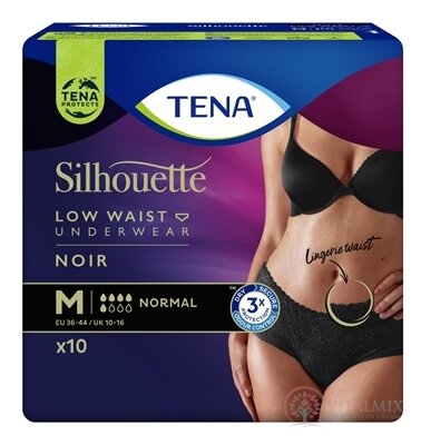 TENA Silhouette Normal Noir M čierne dámske naťahovacie inkontinenčné nohavičky 1x10 ks