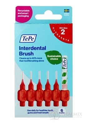 TePe Medzizubná kefka 0,5 mm size 2 (červená) krabička 1x6 ks