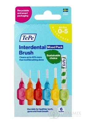 TePe Medzizubná kefka Mixed size 0-5, štartovacia sada, krabička 1x6 ks