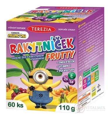 TEREZIA RAKYTNÍČEK FRUTTY MIMONI ovocné želé s rakytníkom a banánom, 1x60 ks