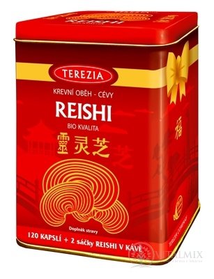 TEREZIA REISHI BIO KVALITA + darček cps 120 ks + darček (REISHI V KÁVE, 2 vrecúška) v plechovke, 1x1 set