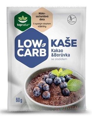 topnatur LOW CARB KAŠA Kakao Čučoriedka instantná zmes, vrecúška 25x60 g (1500 g)