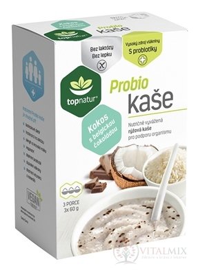 topnatur Probio KAŠA Kokos s belgickou čokoládou ryžová kaša 3x60 g (180 g)