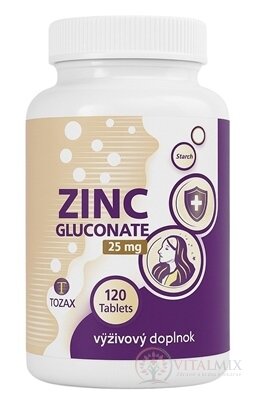 TOZAX Zinok glukonát 25 mg tbl 1x120 ks