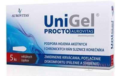 UniGel PROCTO AUROVITAS (APOTEX) čapík rektálny (na hojenie rán a defektov konečníka) 1x5 ks