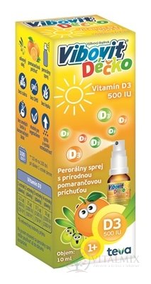 Vibovit Déčko Vitamín D3 500 IU sprej, pomarančová príchuť, 1x10 ml