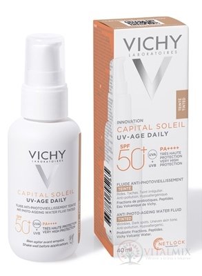 VICHY CAPITAL SOLEIL UV-AGE DAILY TINTED tónovaný denný fluid proti fotostarnutiu pleti s ochranným faktorom SPF50+ 1x40 ml