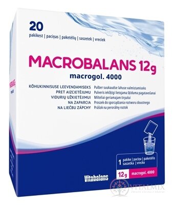 Vitabalans MACROBALANS 12 g macrogol. 4000 vrecúška, prášok na perorálny roztok na zápchu 1x20 ks