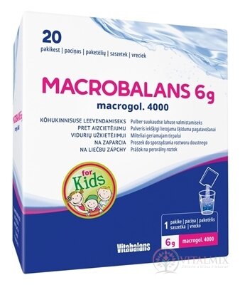 Vitabalans MACROBALANS 6 g macrogol. 4000 vrecúška, prášok na perorálny roztok na zápchu pre deti 1x20 ks