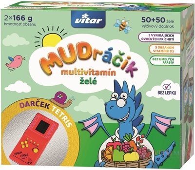VITAR MUDráčik multivitamín želé zmes príchutí 2x50 ks (100 ks) + darček: Tetris, 1x1 set