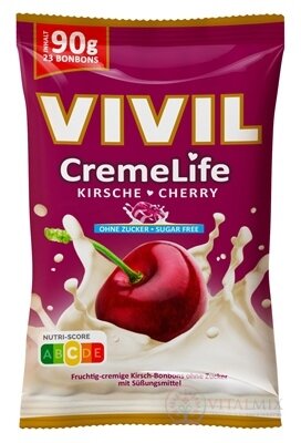 VIVIL BONBONS CremeLife CHERRY drops so smotanovo višňovou príchuťou, bez cukru 1x90 g