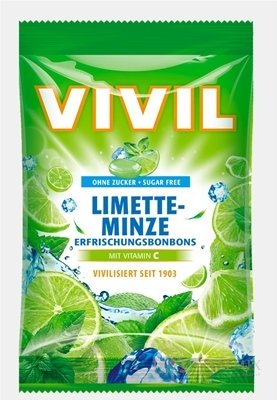 VIVIL BONBONS LIMETTE-MINZE drops s príchuťou limetka-pepermint s vitamínom C, bez cukru 1x80 g