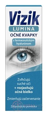 VIZIK LUMINA Očné kvapky hyalurón, zvlhčujú a zmierňujú začervenanie 1x10 ml