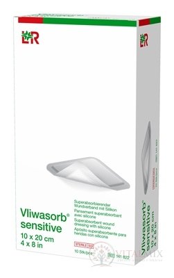 Vliwasorb sensitive Krytie na rany 10x20 cm superabsorpčné, sterilné, so silikónom, 1x10 ks