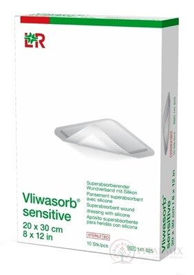 Vliwasorb sensitive Krytie na rany 20x30 cm superabsorpčné, sterilné, so silikónom, 1x10 ks