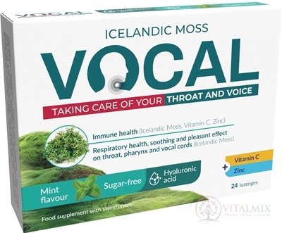 VOCAL HA pastilky s mätovou príchuťou, bez cukru 1x24 ks