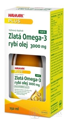 WALMARK Zlatá Omega-3 rybí olej 3000 mg s vitamínom A, D a E 1x250 ml