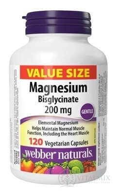 Webber Naturals Magnézium bisglycinát 200 mg cps 1x120 ks