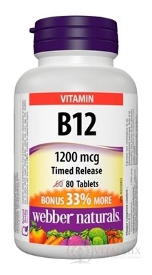 Webber Naturals Vitamín B12 1200 mcg tbl s postupným uvoľňovaním 1x80 ks