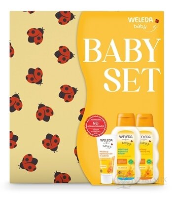 WELEDA baby NECHTÍKOVÝ dojčenský SET (kúpeľ 200 ml + olej 200 ml + krém 75 ml) 1x1 set