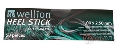 Wellion HEEL STICK - Lanceta bezpečnostná 1,00 x 2,50 mm (WELL2NEOHH), sterilná, jednorázová, 1x50 ks