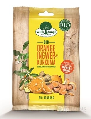 Willi dungl BIO ORANGE INGWER & KURKUMA bio bylinné, plnené, furé cukríky, Zázvor a kurkuma (inov. 2024) 1x65 g