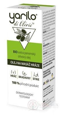 YARILO di Olivio OLEJ NA MASÁŽ HRÁDZE olivový panenský BIO, 1x30 ml