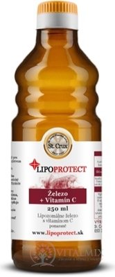 Železo + Vitamín C LIPOPROTECT - St. CRUX lipozomálne železo s vitamínom C v oleji, pomaranč, 1x250 ml
