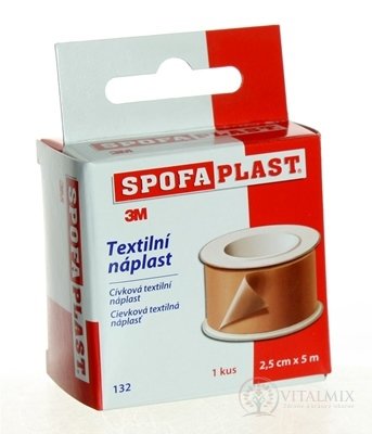 3M SPOFAPLAST č.132 Textilná náplasť 2,5cm x 5m, fixačná, cievka 1x1 ks