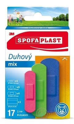 3M SPOFAPLAST č.606 Náplasti Dúhový mix 1 typ, 4 veľkosti, 1x17 ks