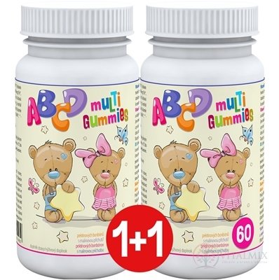 ABCD muLTi Gummies - Clinical 1+1 pektínové bonbóny s malinovou príchuťou 2x60 ks, 1x1 set