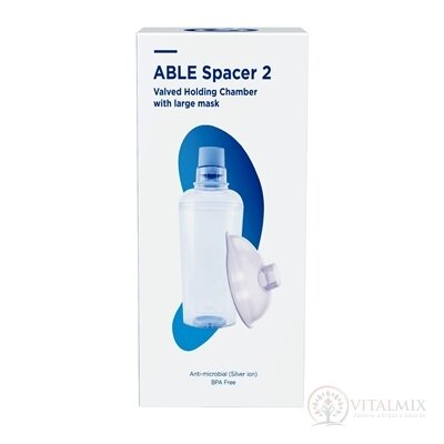 ABLE SPACER 2 + Large Mask Nadstavec inhalačný s ventilom s náustkom a s veľkou maskou, 1x1 ks