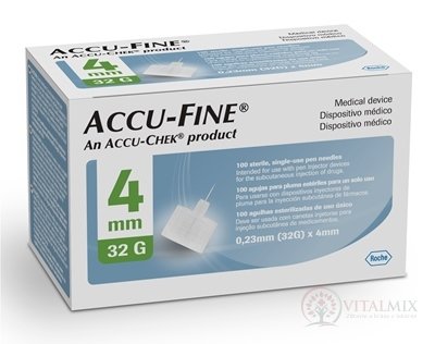 ACCU-FINE 32G (0,23 mm x 4 mm) ihla na aplikáciu inzulínu pomocou pera, typ 810 1x100 ks