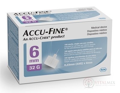 ACCU-FINE 32G (0,23 mm x 6 mm) ihla na aplikáciu inzulínu pomocou pera, typ 810 1x100 ks