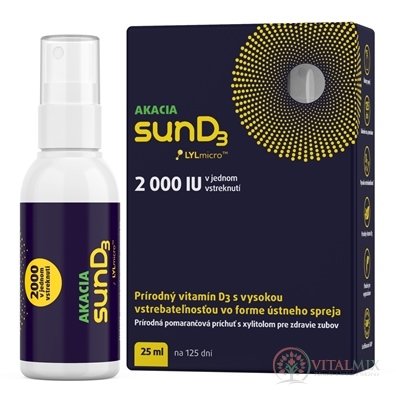 AKACIA sunD3 2000 IU ústny sprej, pomarančová príchuť, 1x25 ml