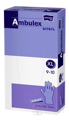 Ambulex NITRYL Vyšetrovacie a ochranné rukavice veľ. XL, fialové, nitrilové, nesterilné, nepudrované, 1x100 ks