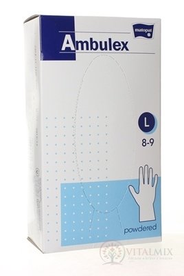 Ambulex rukavice LATEX veľ. L, nesterilné, pudrované 1x 100 ks