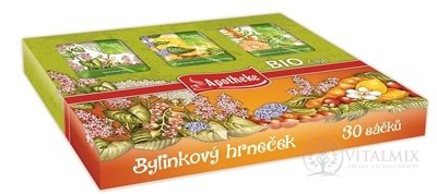 APOTHEKE KOLEKCIA Bylinkový hrnček BIO čaje 6 druhov bylinných a ovocných čajov v záparových vreckách 1x30 ks