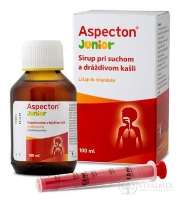 Aspecton Junior sirup pri suchom a dráždivom kašli s islandským lišajníkom 1x100 ml