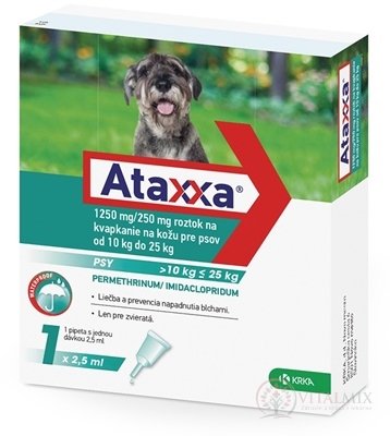 Ataxxa 1250 mg/250 mg (psy od 10 kg do 25 kg) sol 1x2,5 ml