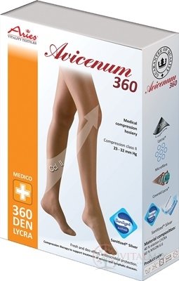 AVICENUM 360 Stehenné pančuchy, Micro veľkosť LN (3K), II.KT, Sanitized, zatvorená špica, krajka, telové, 1x1 pár