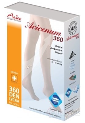 AVICENUM 360 Stehenné pančuchy, Micro veľkosť LN (pôvodne 3K), II.KT, Sanitized, otvorená špica, lem, telové, 1x1 pár