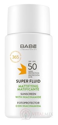 BABÉ SUPER FLUID OIL FREE SPF50 zmatňujúci fluid s ochranným faktorom pre všetky typy pleti 1x50 ml